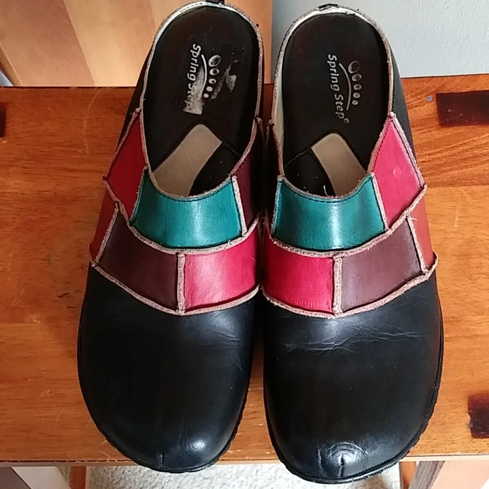 Spring Step Multicolor Patchwork Mules - Picture 2 of 6